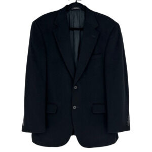 Andrew Fezza Men’s 40R Camel Hair Sport Coat Black Blazer Two Button Classic